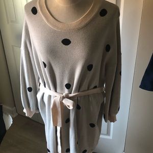 Anthropologie Emelie Knit Sweater Dress belted black and cream
